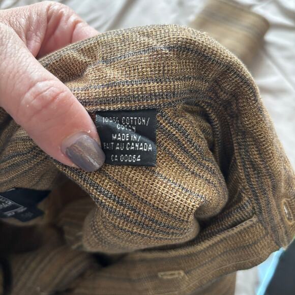 Ike Behar Brown Striped 100% cotton long sleeve button up shirt Size 17 - Picture 7 of 7